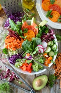 healthy vegetables in a bowl on a table